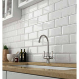 3-inch x 6-inch White Glossy Beveled Subway Tile