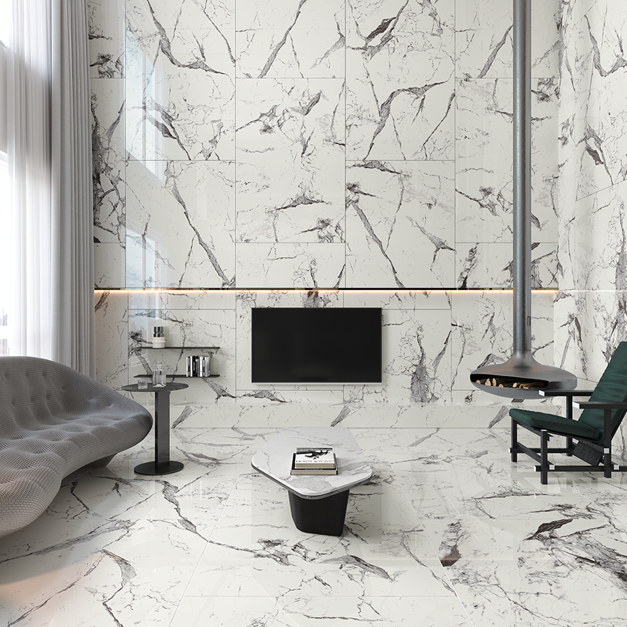 48''x72'' Newport 9mm Polished Rectified Marble Look Porcelain