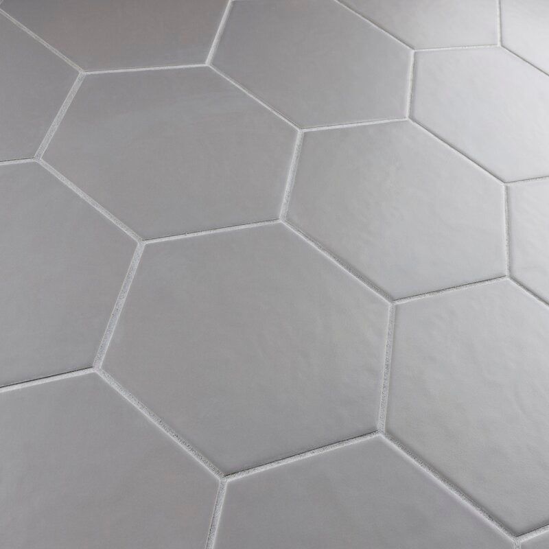 Gray hexagon floor deals tile