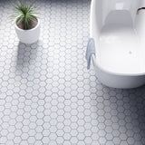 4'' WHITE MATT HEXAGONAL PORCELAIN MOSAIC - SAPPHIRUSSTONE