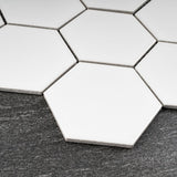 4'' WHITE MATT HEXAGONAL PORCELAIN MOSAIC - SAPPHIRUSSTONE