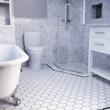 4'' WHITE MATT HEXAGONAL PORCELAIN MOSAIC - SAPPHIRUSSTONE