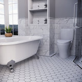 4'' WHITE MATT HEXAGONAL PORCELAIN MOSAIC - SAPPHIRUSSTONE