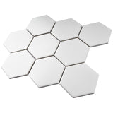 4'' WHITE MATT HEXAGONAL PORCELAIN MOSAIC - SAPPHIRUSSTONE