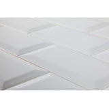 3-inch x 6-inch White Glossy Beveled Subway Tile