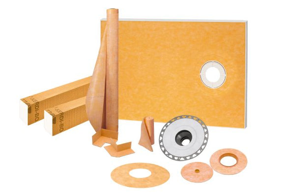 Schluter - KERDI-SHOWER-KIT Shower Kit with Off-Set Outlet Position without Grate with 2" ABS Flange 38" x 60" Manufacturer SKU: KSK9651525SABS