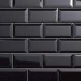 3-inch x 6-inch Black Glossy Beveled Subway Tile