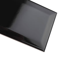 3-inch x 6-inch Black Glossy Beveled Subway Tile