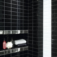 3-inch x 6-inch Black Glossy Beveled Subway Tile