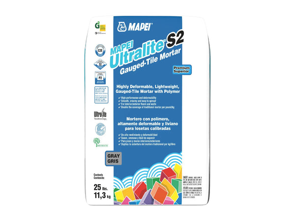 Mapei - Ultralite S2 Highly Deformable Lightweight Mortar with Polymer, Gray - 25 lb Manufacturer SKU: 1201511C SKU: 94120-15
