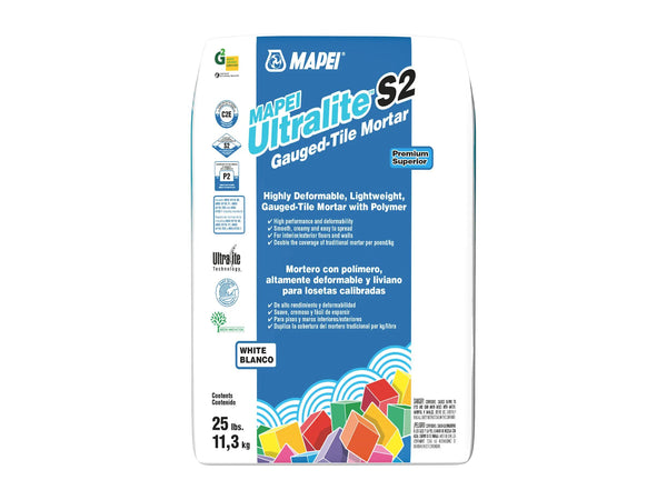 Mapei - Ultralite S2 Highly Deformable Lightweight Mortar with Polymer, White - 25 lb Manufacturer SKU: 1201611C SKU: 94120-16
