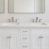 Arabescato natural marble slab polished finish, 72-inch by 110-inch (55 sq. ft.), white marble with bold gray veining—ideal for countertops, walls, and flooring.