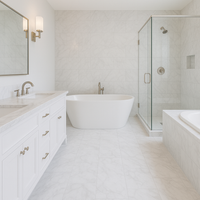 Arabescato natural marble slab polished finish, 72-inch by 110-inch (55 sq. ft.), white marble with bold gray veining—ideal for countertops, walls, and flooring.