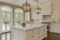 Arabescato natural marble slab polished finish, 72-inch by 110-inch (55 sq. ft.), white marble with bold gray veining—ideal for countertops, walls, and flooring.