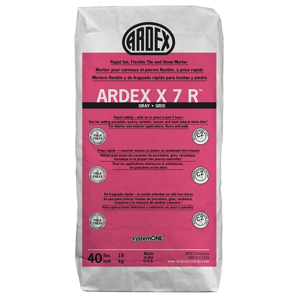 Ardex - X 7 R Rapid-Set Flexible Tile & Stone Mortar, Gray - 40 lb Manufacturer SKU: 16802 SKU: ARX7R-40