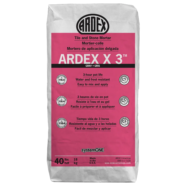 Ardex - X 3 Tile & Stone Mortar, Gray - 40 lb Manufacturer SKU: 12523 SKU: AR-X3