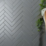 2''X8'' Grey Matte Herringbone Porcelain Mosaics