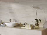 Sapphirus Stone Travertine White Natural Marble Slab Honed Finish 72x116 Inch – Matte Surface for Countertops, Tables, and Custom Interiors
