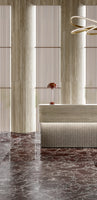 Rosso Levanto Marble tile with rich burgundy tone and white veining from Sapphirus Stone in Toronto. Ideal for luxury walls, floors, and bathrooms.