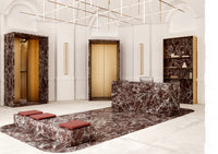 Rosso Levanto Marble tile with rich burgundy tone and white veining from Sapphirus Stone in Toronto. Ideal for luxury walls, floors, and bathrooms.