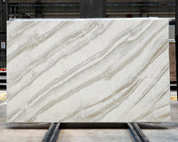 Sapphirus Stone Calacatta Gold Marble Slab 72x116 Inch – Honed Finish with White Background and Bold Gray and Gold Veining for Luxury Interiors