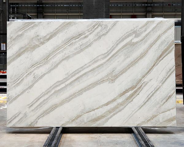 Sapphirus Stone Calacatta Gold Marble Slab 72x116 Inch – Honed Finish with White Background and Bold Gray and Gold Veining for Luxury Interiors