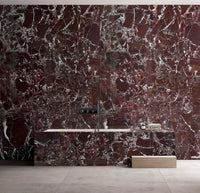 Sapphirus Stone Rosso Levanto Marble Slab 72x116 Inch – Polished or Honed Finish with Deep Red Color and White Veining for Luxury Interiors