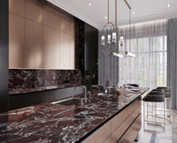 Sapphirus Stone Rosso Levanto Marble Slab 72x116 Inch – Polished or Honed Finish with Deep Red Color and White Veining for Luxury Interiors