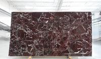 Sapphirus Stone Rosso Levanto Marble Slab 72x116 Inch – Polished or Honed Finish with Deep Red Color and White Veining for Luxury Interiors