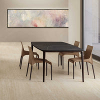 Travertine-look porcelain tile with seamless installation and natural stone appearance