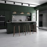 White Bianco Dolomite marble flooring with soft gray veining
