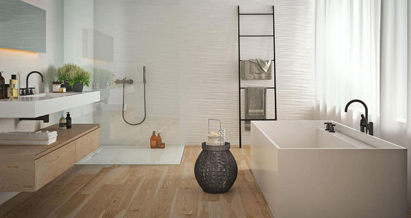 3D WHITE GLOSSY RECTIFIED PORCELAIN WALL TILE - SAPPHIRUSSTONE