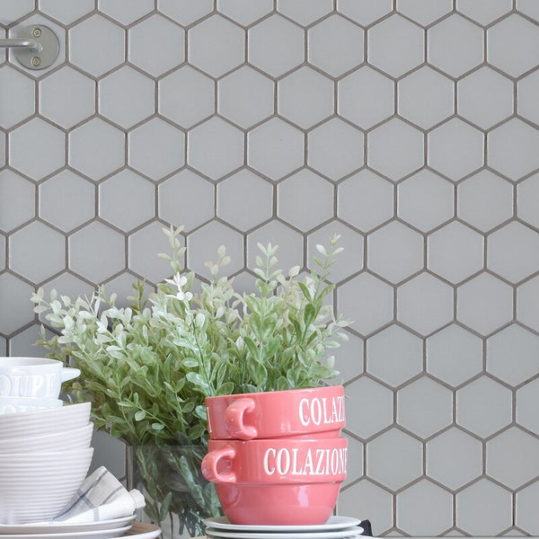 1'' GREY MATT HEXAGONAL PORCELAIN MOSAIC - SAPPHIRUSSTONE