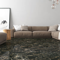 TIGER BLACK POLISHED RECTIFIED PORCELAIN TILE - SAPPHIRUSSTONE