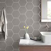 4'' GREY MATT HEXAGONAL PORCELAIN MOSAIC - SAPPHIRUSSTONE