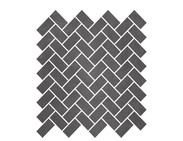 1-inch x 2-inch Ark Black Matte Herringbone Porcelain Mosaics