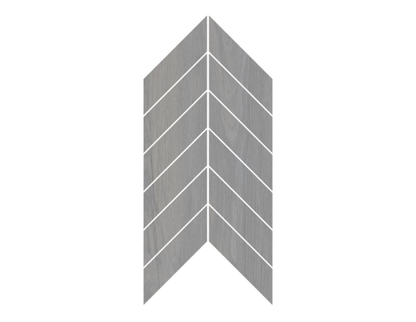 8-inch x 14-inch Urbanwood Dark Grey Matte Chevron Wood Look Porcelain Floor and Wall Mosaics