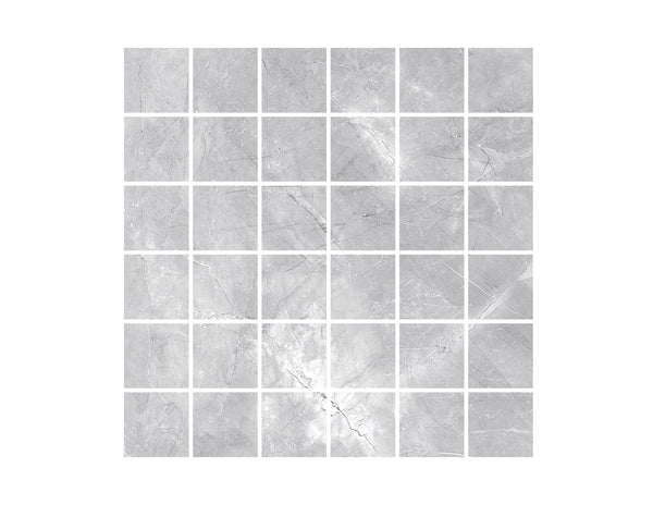 2-inch x 2-inch Pulpis Grey Matte Square Porcelain Mosaics