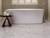Bianco Ibiza Marble tile with soft gray veining on a white base from Sapphirus Stone Toronto. Perfect for modern walls, countertops, and bathrooms.