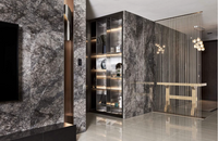 Polished Black Silk Marble tile with white veining from Sapphirus Stone in Toronto. Perfect for elegant walls, floors, and luxury design accents.