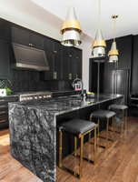 Polished Black Silk Marble tile with white veining from Sapphirus Stone in Toronto. Perfect for elegant walls, floors, and luxury design accents.