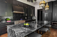 Polished Black Silk Marble tile with white veining from Sapphirus Stone in Toronto. Perfect for elegant walls, floors, and luxury design accents.