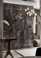 Polished Black Silk Marble tile with white veining from Sapphirus Stone in Toronto. Perfect for elegant walls, floors, and luxury design accents.