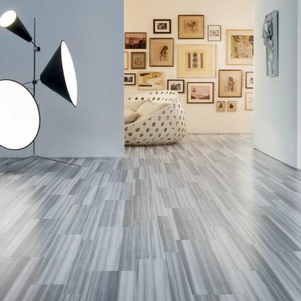 Equator Marble tile with bold grey linear veining from Sapphirus Stone in Toronto. Ideal for modern floors, walls, and feature installations.