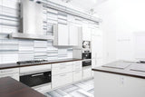 Equator Marble tile with bold grey linear veining from Sapphirus Stone in Toronto. Ideal for modern floors, walls, and feature installations.