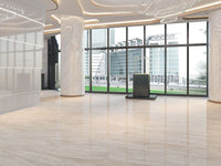 Sapphirus Stone Canyon Oro beige marble-look porcelain tile, polished finish in 12x24, 24x24, 24x48