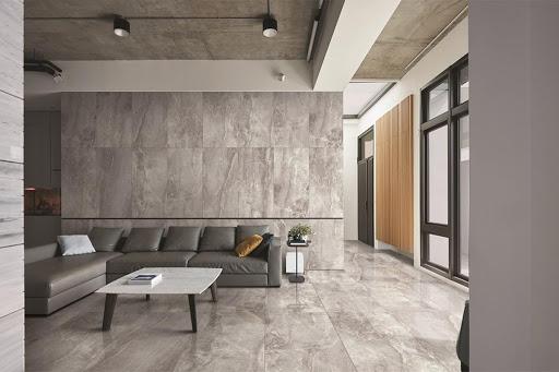 Tundra Grey Marble tile with soft grey background and white veining from Sapphirus Stone in Toronto. Ideal for modern floors, walls, and bathrooms.